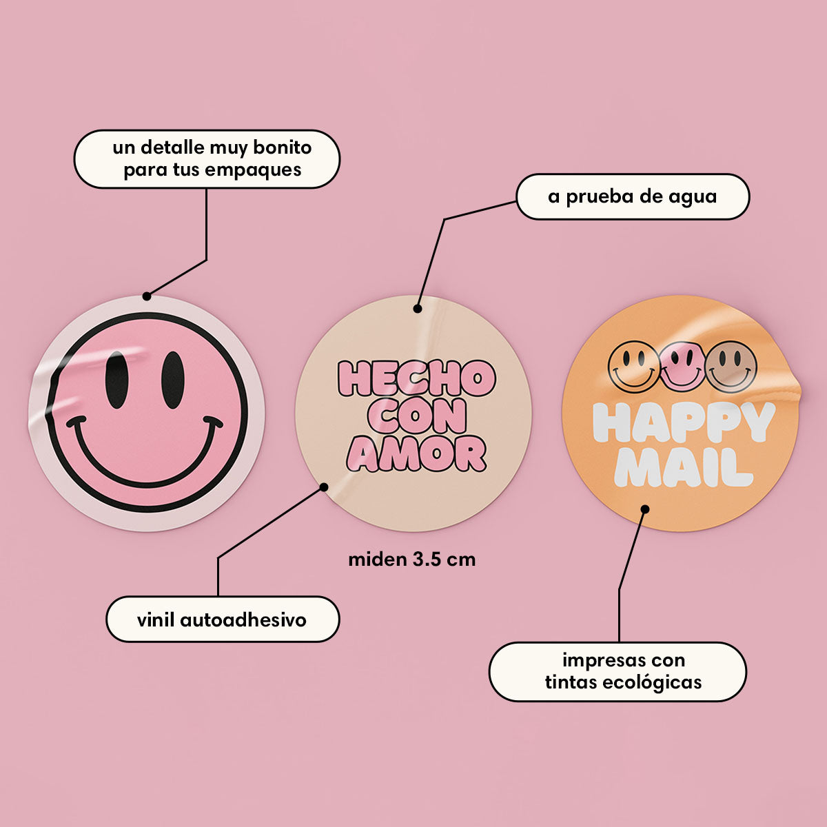 Stickers Happy Mail (80 piezas)